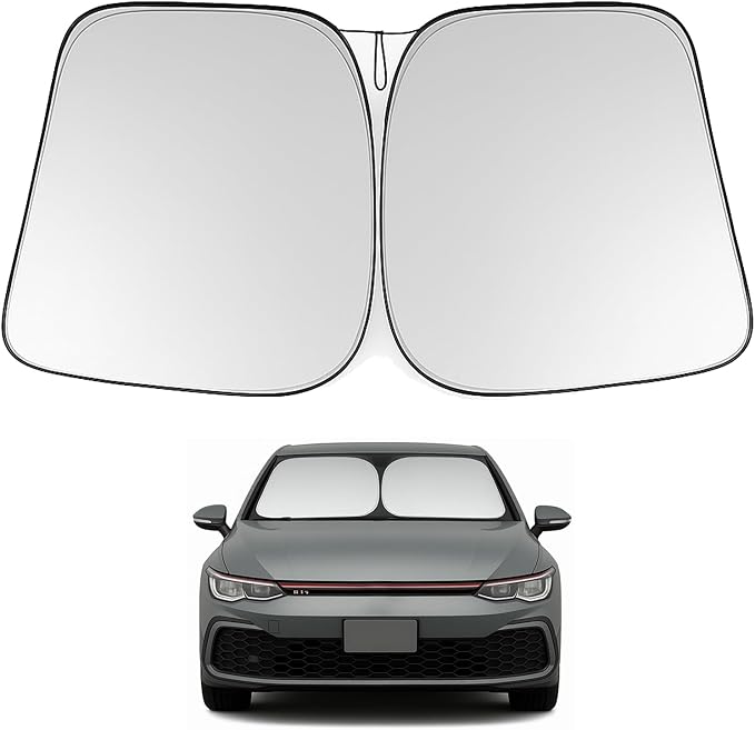 Proadsy Windshield Sun Shade for Volkswagen Golf GTI MK8 2022-2025 2026 4-Layer Foldable Front Sunshade Protector Sun Visor Blocks UV Rays Keep Car Cooler