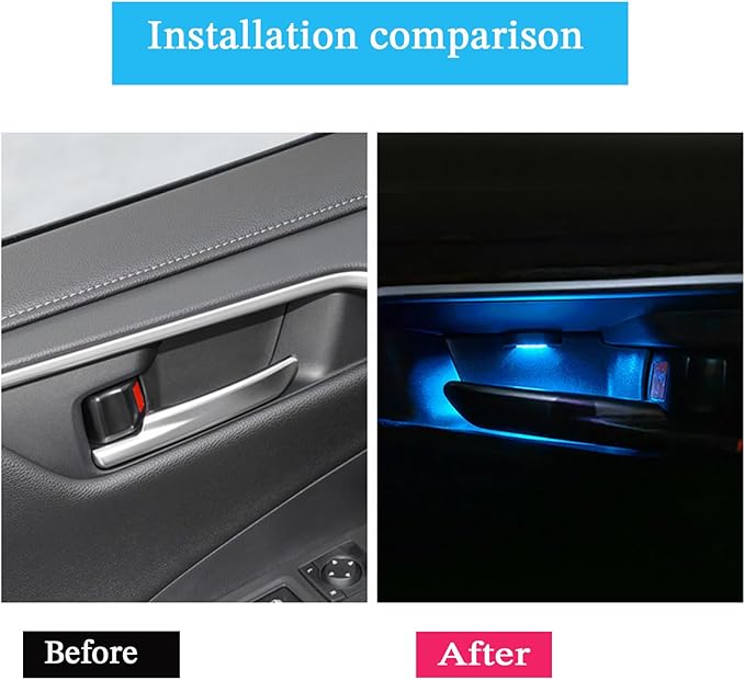 Door Bowl Light Fit for Toyota RAV4 2022 2023 2024 Inner Door Handle Accessories Bowl Shape LED Light Ambient Light Interior 4 pcs (Blue)