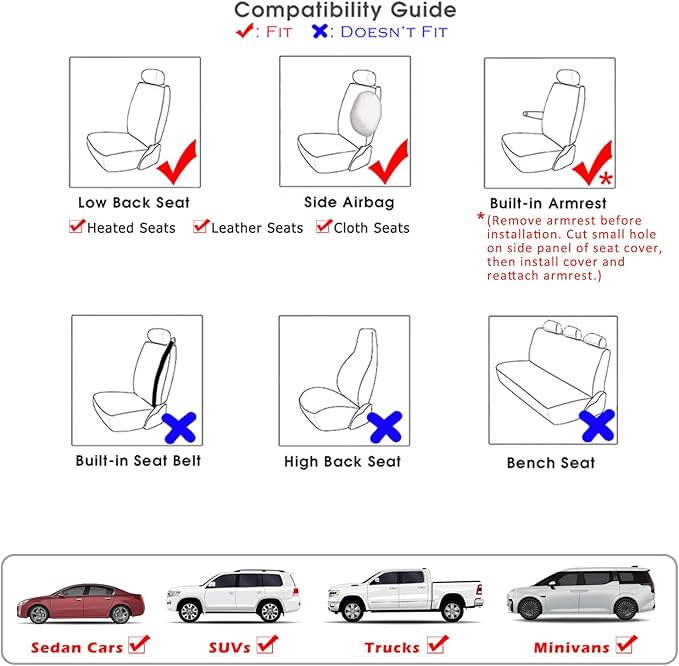 Champlus Car Seat Covers, Premium Leather Ultra Comfort and Thick 2 Front Seat Covers, Universal Fit Automotive Sedan Cars, SUVs, Trucks, Mini Vans, Airbag Compatible, Easy to Install