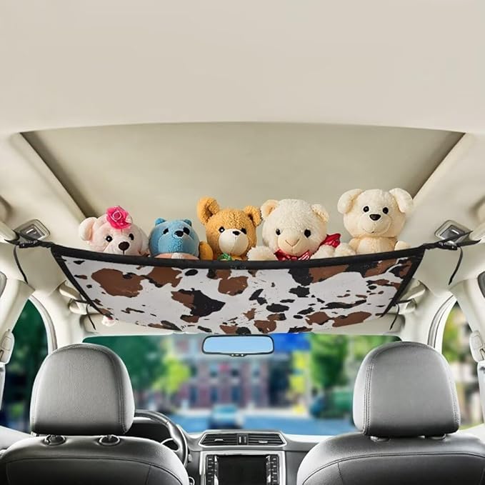 Black Brown Spot Car Roof Storage Bag Car Seat Back Hanging Bag Multi-Purpose Car Bag Storage Box Organizer Pouch Pocket Inner Car Accessories Compatible with Most Vehicles