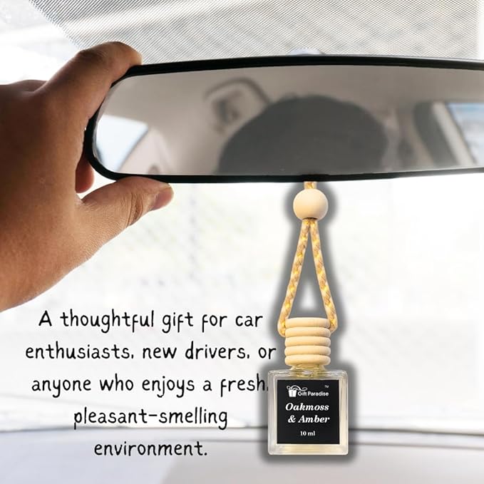 Oakmoss & Amber Car Freshener Set of 3 in Velvet gift bag– Premium Hanging Diffusers – Long Lasting Earthy & Masculine Scent for Cars, Closets & Small Spaces