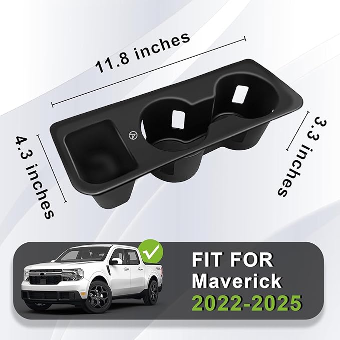 Muslogy Center Console Cup Holder Inserts Compatible with 2022-2026 Ford Maverick Accessories Middle Console Drink Holder Silicone Black Organizer Non-Slip Drink Stopper