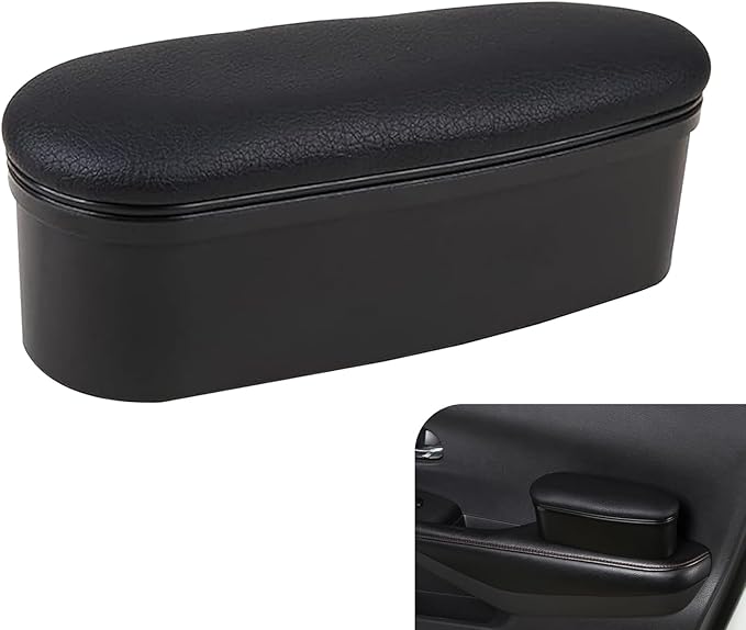 Car Armrest Support Left Elbow Pad, Retractable Elbow Pad with Storage, Adjustable Auto Armrest Modifiation Accessories, Universal Fit for Most Cars (Black)