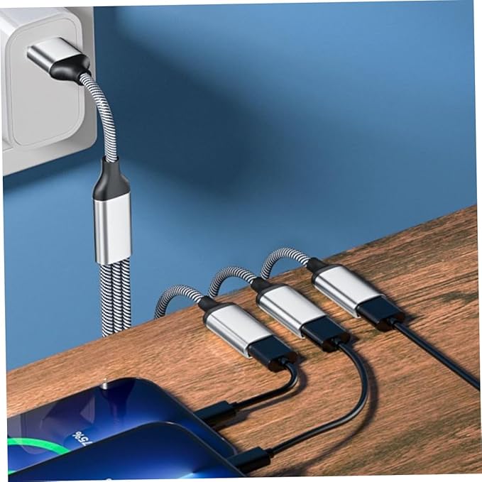 KALLORY USB Hub Splitter 1 Male to 3 Female Portable USB Power Adapter for Laptop and Car for Fast Charging and Data Sync