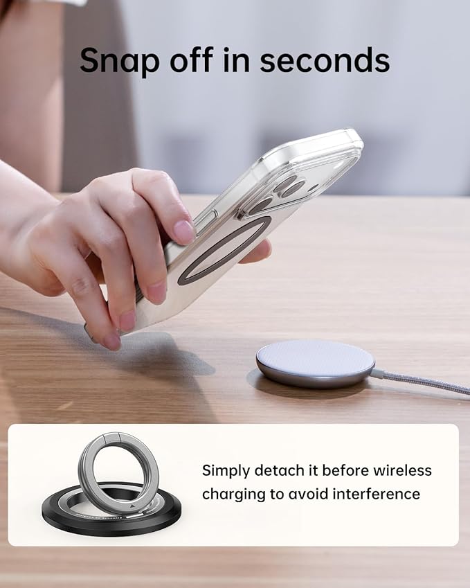 SYNCWIRE for MagSafe Phone Grip, 360° Rotation Magnetic Cell Phone Grip Magnetic Ring Holder Kickstand Mag Safe Ring Stand Compatible with iPhone 17 16 15 14 13 12 Pro Max MagSafe Accessories Android