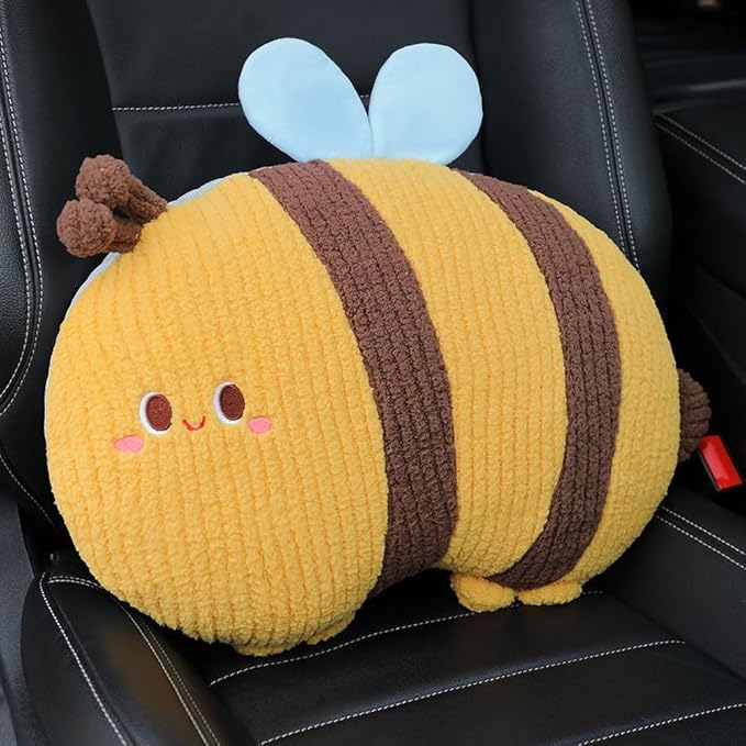 Bee Shaped Lumbar Support Pillow for Car Office Driver Seat Waist Cushion 1 PCS