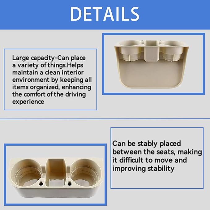 Car Cup Holder Cup Holder for Car Seat Cup Holder for Car Multifunctional Portable Console Side Pocket Car Seat Gap Filler Organizer Vehicle Seat Cup Cell Phone Drink Holder Storage Box (Beige)