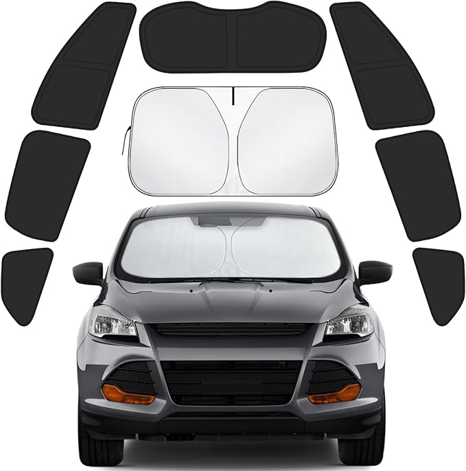 Car Window Shades for Ford Escape 2013-2019 Accessories - Full Set 8PCS Side Window Sunshades with Memory Frame & Blackout Fabric, Privacy UV Shield for Camping/Travel