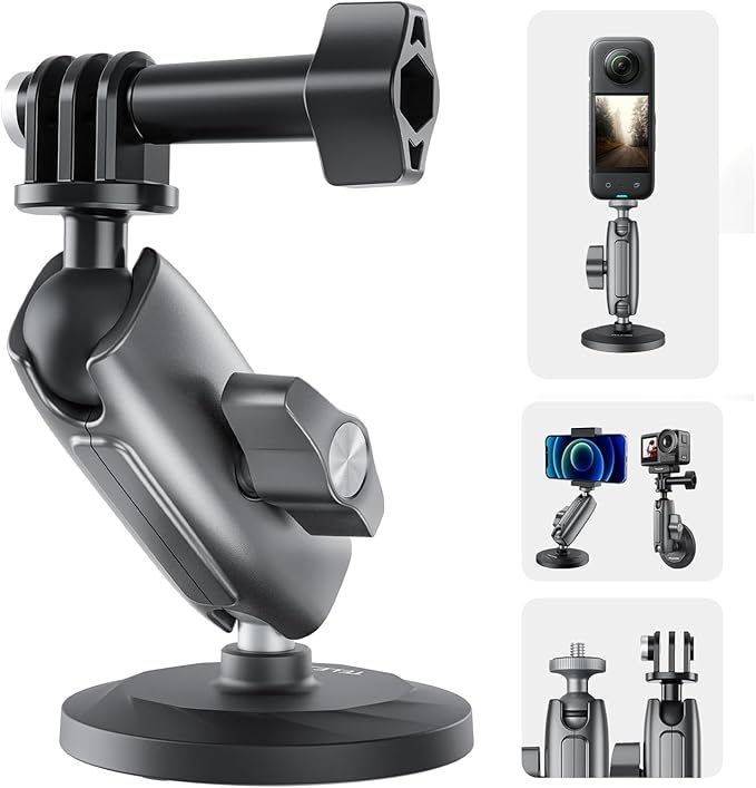 TELESIN Magnetic Mount Magnet Metal Mounts for Action Camera, 360 Quick Car Holder Attachment for GoPro Max hero 13 12 11 10 9 Insta360 X5 X4 DJI Action 6 5 Pro 4 Osmo nano Pocket 3 Mounting Accessory