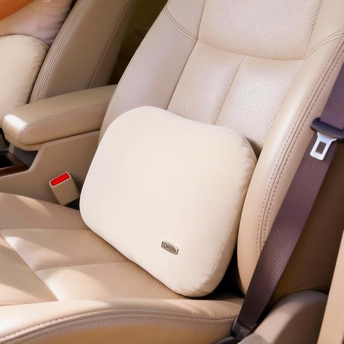 Beige Lumbar Support Pillow for Car Driving Seat Soft Latex Lower Back Support Relax Home Desk Office Accessories Chair Cushion Pain Relief