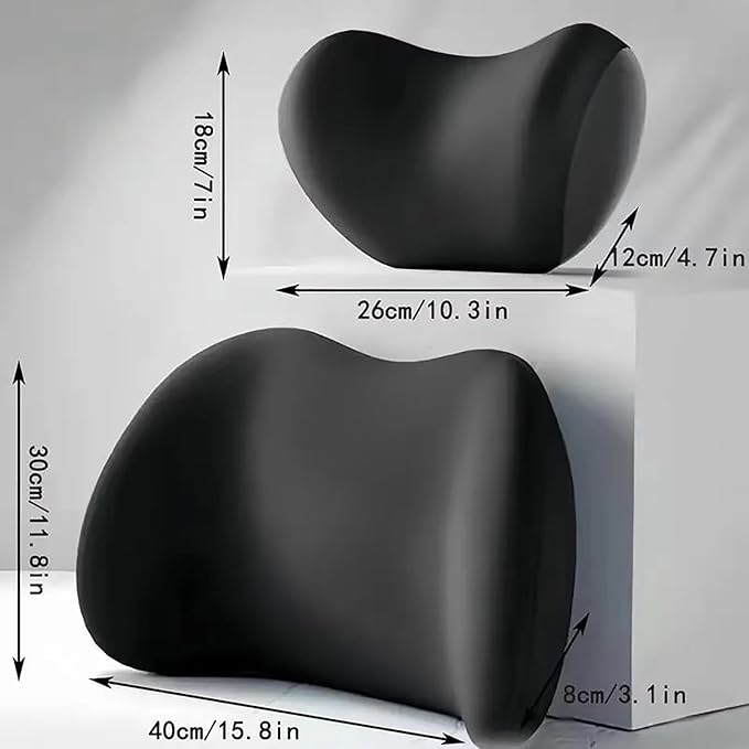 Car Lumbar Support Pillow and Car Neck Pillow for Toyota Corolla Cross 2022-2026, Ergonomic Memory Foam Car Seat Headrest & Lumbar Cushion with Adjustable Strap Neck and Back Pain Relief Cushion