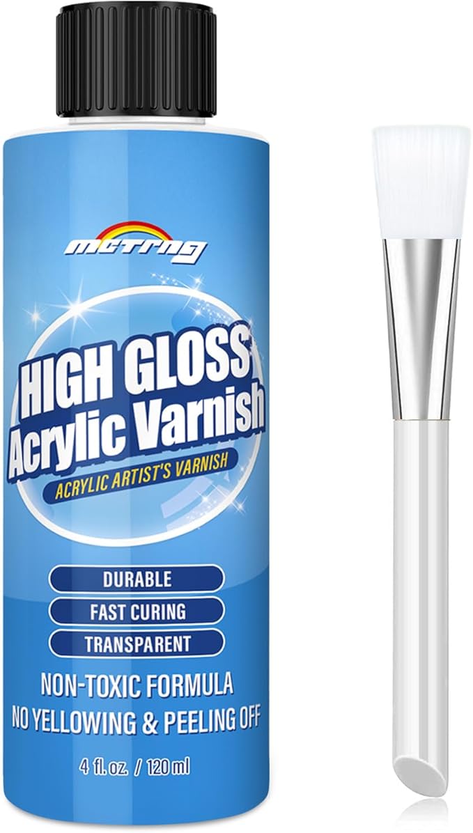 Gloss Varnish for Acrylic Painting, Artist's Acrylic Varnish, Non-Yellowing, Non-Toxic, Anti-Crazing, High Gloss Finish, Clear Coat for Artwork, for Pro & Hobby Artists