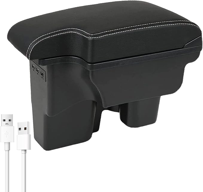 YJYWZH Car Armrest Storage Box for Toyota Hilux Center Storage Box Organizer Interior Hand Centre Consoles with 3 USB Port Arm Rest Double-Layer Accessories
