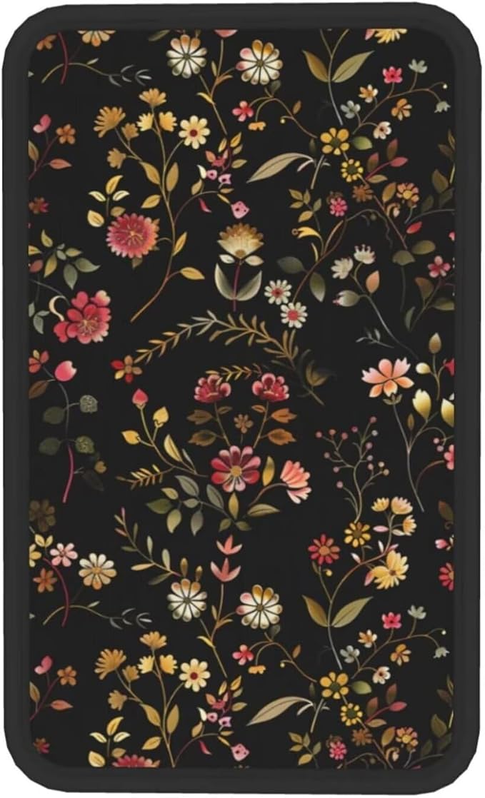 Car Center Console Cover Flower Vintage Retro Armrest Cover Cushion Cute Floral Rustic Universal Car Armrest Seat Box Pad Green Leaf Car Interior Accessories Protector for Most Vehicle