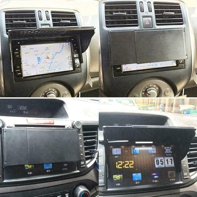 AOLI Anti Glare Car Dash Radio Sun Shade GPS Navigation Hood Cap Universal 5.5-10 Hood Black Medium