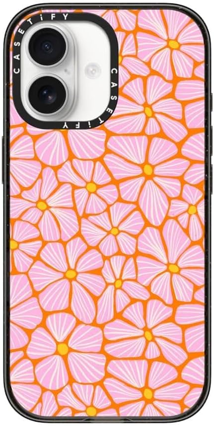 CASETiFY Impact iPhone 17 Case [Slim/Compatible with Magsafe / 8.2 ft. 4X Military Grade Drop Protection] - Mosaic Flowers - Clear Black