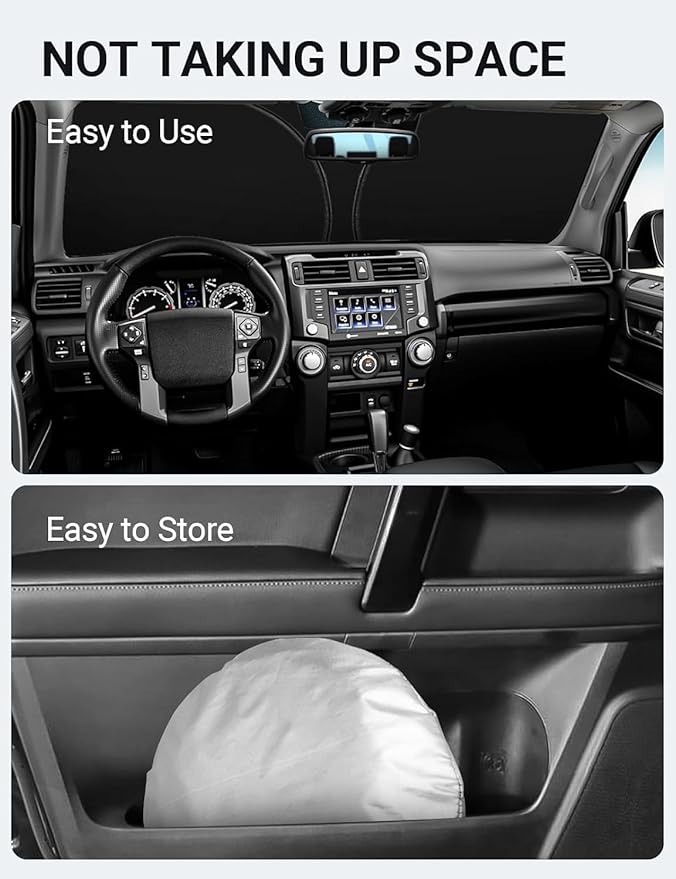 Proadsy 2026 Upgrade Front Windshield Sun Shade Foldable Sunshade Protector Custom Fit 2010-2025 4Runner 4-Runner SUV, SR5 Trail Limited Accessories