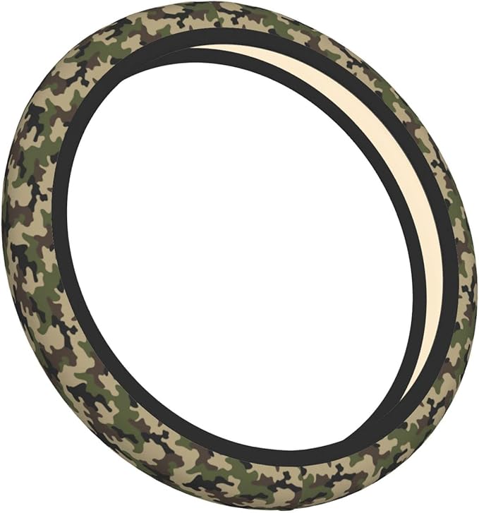 Army Green Camo Auto Car Steering Wheel Cover Universal 15 Inch Neoprene Interior Decor Protection Accessories