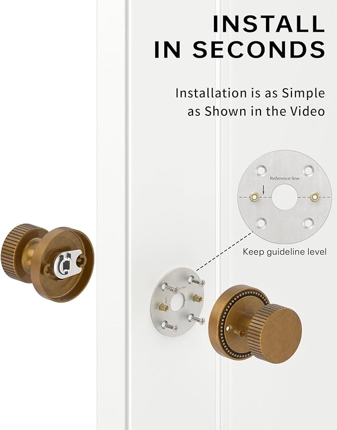 Asidrama 2 Pack Antique Brass Dummy Door Knob, Non-Turning Decorative Door Lever with Door Knobs for Closet, French Double Doors, Pantry & Interior Push/Pull Use