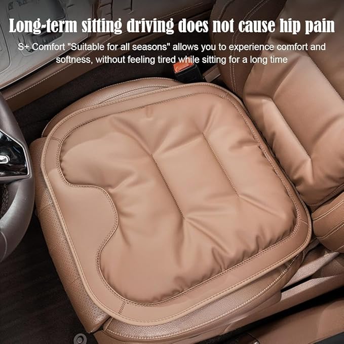 Car Seat Cushion, 2025 New Skin-Friendly Leather Seat Cushions, Skin-Friendly Leather Seat Cushions, Front Bottom and Rear Seat Cushions for Auto Office (Black 1set)