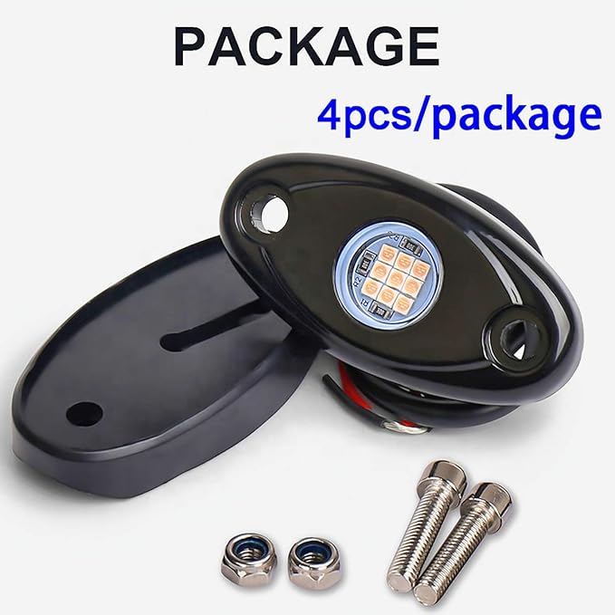Blue LED Rock Lights, 4 Pods Neon 12V Waterproof Underglow Underbody Kit Crawler Crawling Dome Exterior Wheel Lights for ATV RZR UTV SUV Off-Road Auto Boat Motorcycle Glow Trail Rig Fender Lamp