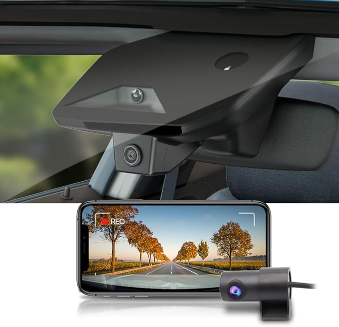 Fitcamx Front 4K+Rear 1080P 4K Dash Cam Adapts for Jeep Grand Cherokee 2023-2025 L 4XE (HD2-0513), Integrated OEM Look, Dual HD Video, WiFi & APP, Loop Recording, G-Sensor, Easy to Use, 128GB Card