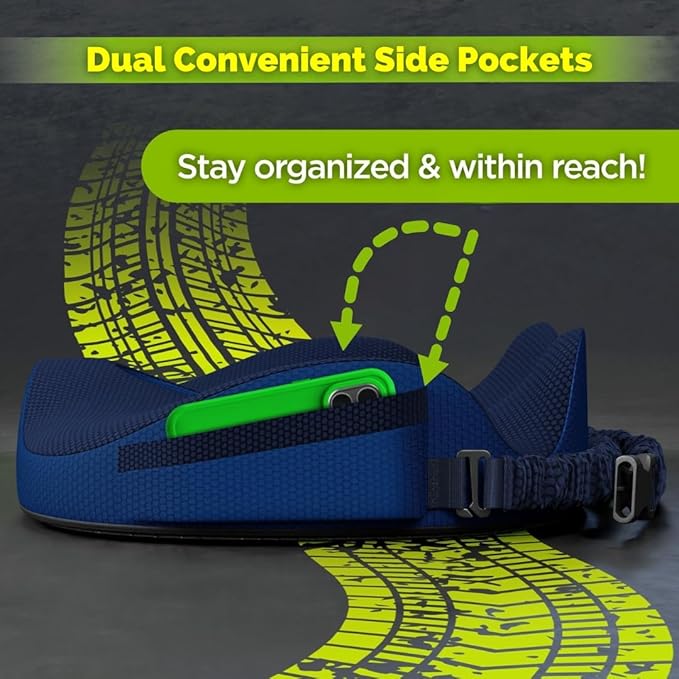 XL Truck Seat Cushion for Truck Driver Seat Cushion - Upgraded Back Support, CertiPUR-US® Certified - Thick Memory Foam, Pain Relief for Hours of Driving, Trucker Approved Big Rig - Navy