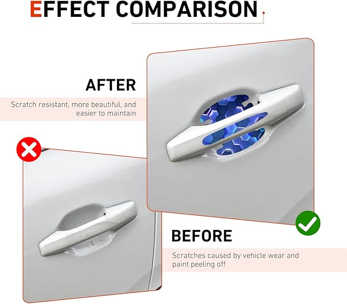 8 PCS Car Door Handle Scratch Protectors, Scratch-Proof Door Cup Protectors, Automotive Door Handle Paint Protective Film, Universal for Most Cars (Style 4)