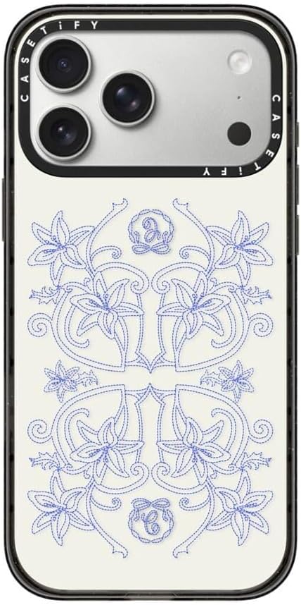 CASETiFY Impact iPhone 17 Pro Max Case [Slim/Compatible with Magsafe / 8.2 ft. 4X Military Grade Drop Protection] - Luxe Garden Porcelain - Clear Black
