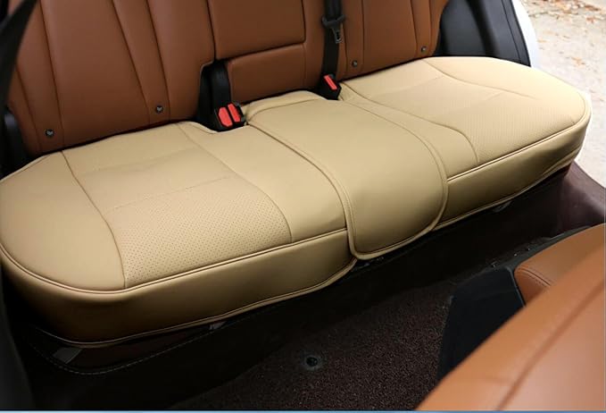 EDEALYN® 1 Pack Scalable (124-140cm) Back Seat Cover Car Seat Cover Seat Protector Rear Seat Bottom Cover Fits 90% of car - for Seat Bottom Only (Tan - Rear seat)