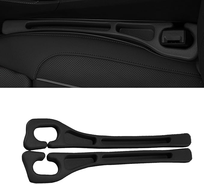 2PCS Car Seat Gap Filler Organizer, Upgrade Car Gap Filler with Fill and Storage Function for Storing Phones Keys Cards, Universal No Drop Seat Guard for Cars (Black)
