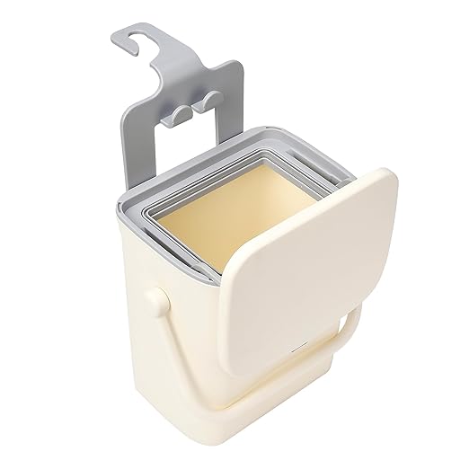 Leakproof Car Trash Can, Mini Hanging Garbage Can with Lid, Vehicle Trash Bin for Back Seat Car Garbage Bin for Sedans, SUVs, MPVs & Trucks (White)