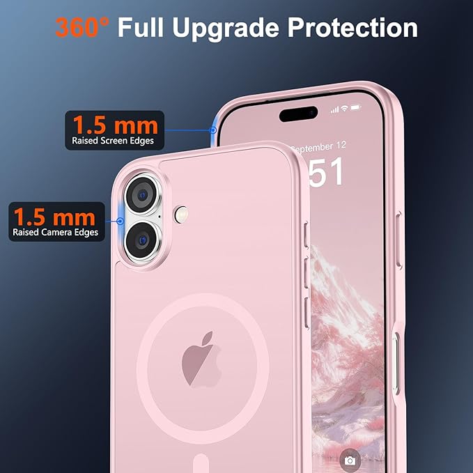 SUPFINE Magnetic for iPhone 17 Case with Screen Protector (Compatible with MagSafe)(Military Grade Drop Protection) Translucent Matte Shockproof with Anti-Fingerprint Phone Cover,Light Pink
