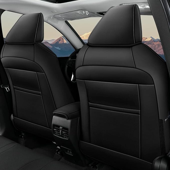 AOMSAZTO Custom Fit for Toyota Corolla Cross Hybrid 2023 2024 2025 Faux Leather Car Seat Covers Full Set Compatible Airbag Corolla Cross Hybrid S,SE,XSE Seat Protector Sedan Black