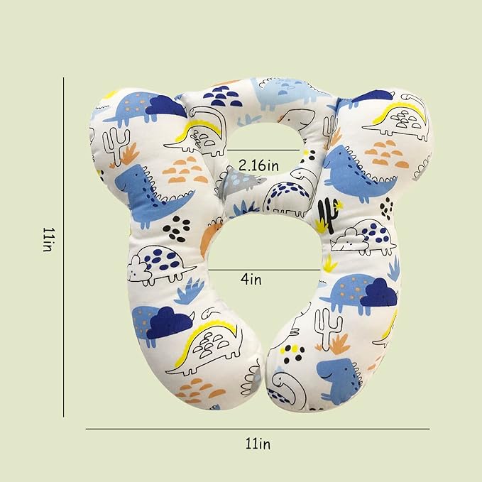 Baby Travel Pillow,Soft and Skin Friendly Kids Cushion for Car Seat - Newborn Pillow for Pushchair,Car Seat,Travel (Blue Dinosaur)