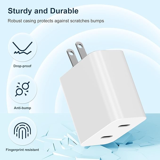 45W USB C iPhone 17 16 15 Fast Charger Block and 2x6ft/2x10ft Type C to C Cable Cord Long,Wall Charging Plug Adapter Cube Brick for Apple iPhone 17 Pro Max/17 Air/16 Pro Max/16/15 Pro/15 Plus/iPadMini