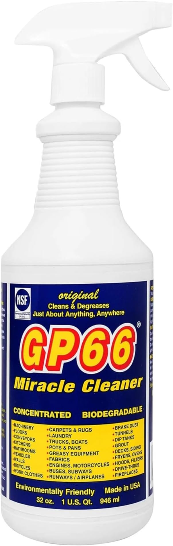 GP66 Green Miracle Cleaner Super Size (32 oz) – Powerful American Made All-Purpose Cleaner, Heavy Duty Concentrated Formula Cleans Kitchens, Bathrooms, Laundry, Ovens, Floors, Engines & More