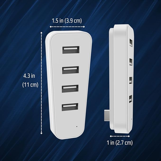 TNP 4 Port USB Hub for PS5 Slim Edition - High-Speed USB 2.0 Port Extender Adapter Accessories Expansion Hub Connector Expander for PlayStation 5 Slim ONLY, White