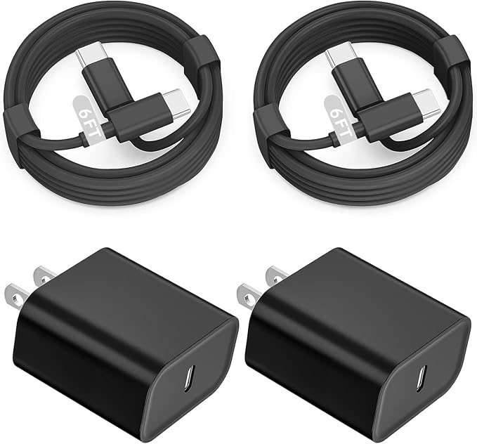 Fast iPad Charger,iPad Charger Fast Charging 2Pack Wall Chargers Plug Adapter and Type C USB C to C Cable Cord 6ft Type C to C for iPad Pro 12.9,Pro 11 inch,iPad Air 5th/4th,Mini 6,i-Pad 10(Black)