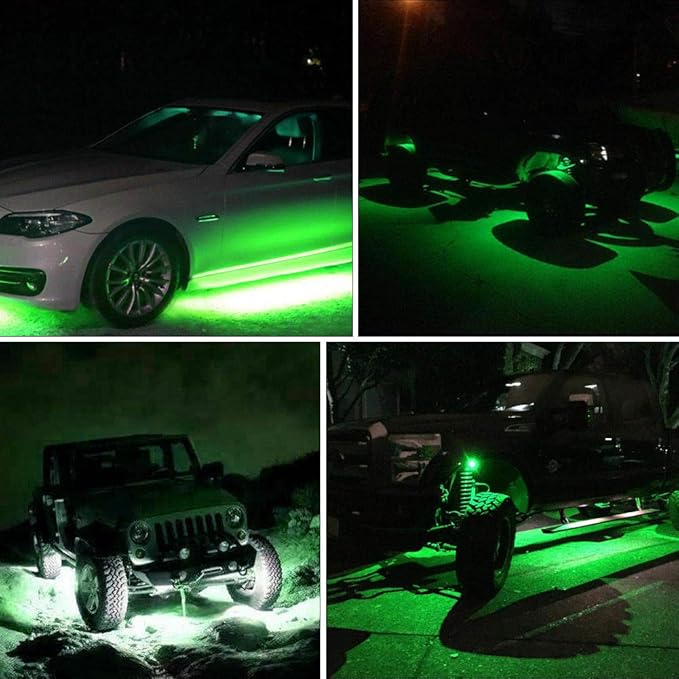 4 Pods LED Rock Light for Jeep ATV SUV Offroad Car Truck Boat Underbody Glow Trail Rig Lamp Underglow LED Neon Lights Waterproof 12V 24V - Green