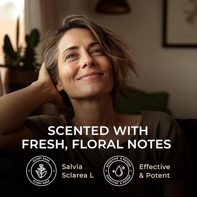 100% Pure Clary Sage Essential Oil - 0.34 Fl Oz - Clary Sage Oil for Hair, Skin, Diffuser, Aromatherapy & DIY Candle Making Scent