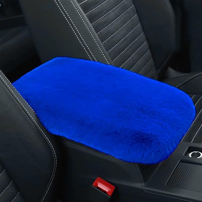 Fluffy Furry Armrest Cover for Car, Auto Center Console Cover Pad Car Soft Console Pad Wool Fur Armrest Seat Box Cover Protector Universal Fit for Most Vehicle, SUV (Royal Blue)