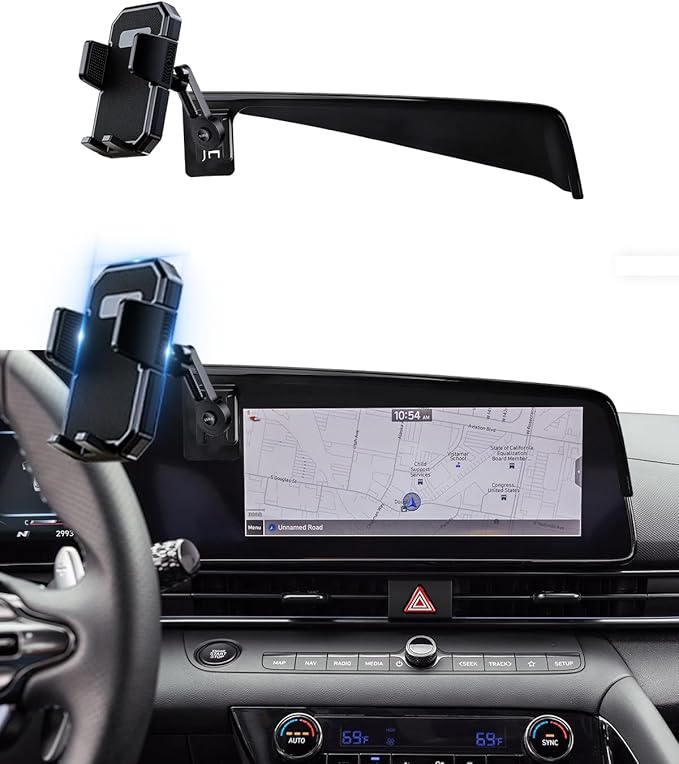 PZK Car Phone Holder for Hyundai Elantra 2021-2025 2026 SE/SEL/Sport/Limited/N Line Accessories Custom 8-Inch/10.25-Inch Screen Auto Lock Car Phone Mount with 360° Rotating Extension Rod