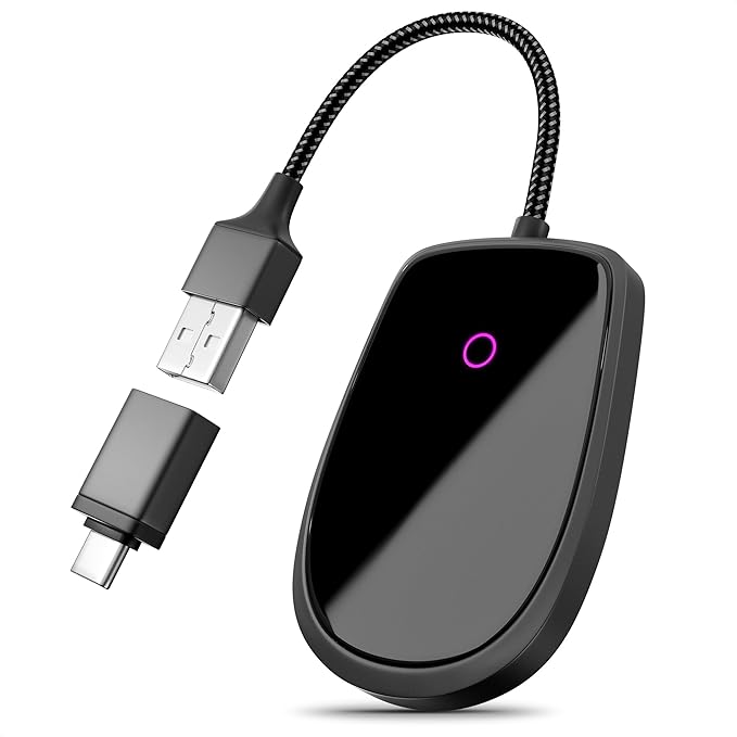 Wired to Wireless CarPlay Adapter for Android & iOS - Updated 2026, Easy Plug & Play Setup | Stable Connection for Seamless Drive | Bluetooth CarPlay Adapter for iPhone with WiFi | iOS 10+/Android11+