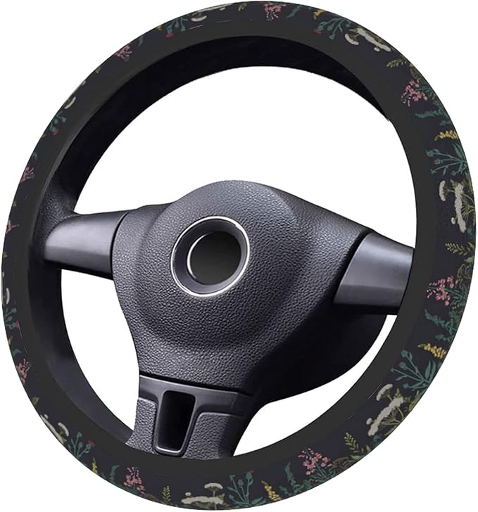 Wildflower Car Steering Wheel Cover for Women Men, Non-Slip Steering Wheel Protector, Universal 14"-15" Fit for Cars, SUVs, Trucks (Wild Flowers)