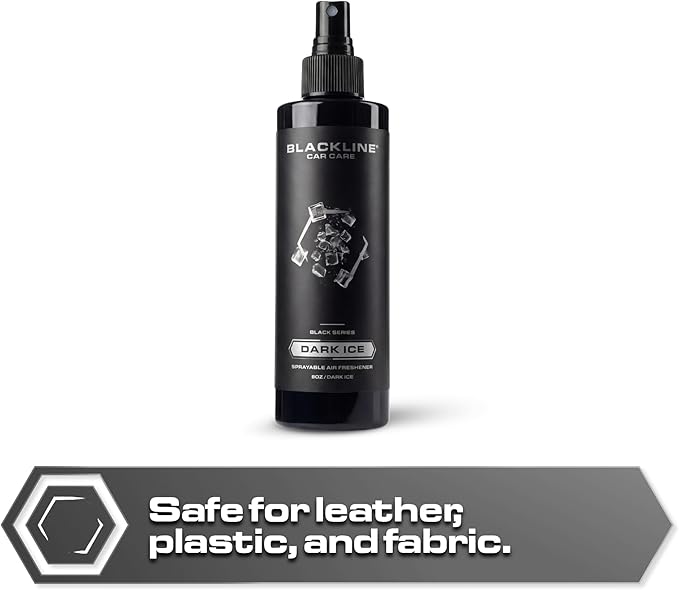 Blackline Car Care - Dark Ice Car Air Freshener, Long-Lasting, Oder Eliminator, for Cars, Trucks, SUV, or Home Use - 8 fl OZ - Air Freshener - Dark Ice Spray