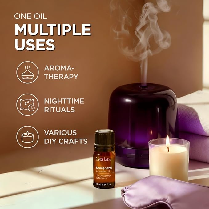 100% Pure Spikenard Essential Oil - 0.34 Fl Oz - Spikenard Oil for Hair, Skin, Diffuser, Aromatherapy & DIY Candle Making Scent