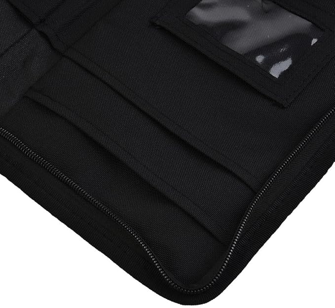 Car Glove Box Organizer Storage Folder for Vehicle Interior – Fit 600D Oxford Cloth Document Holder with Zippered Pocket and Elastic Loop, Black