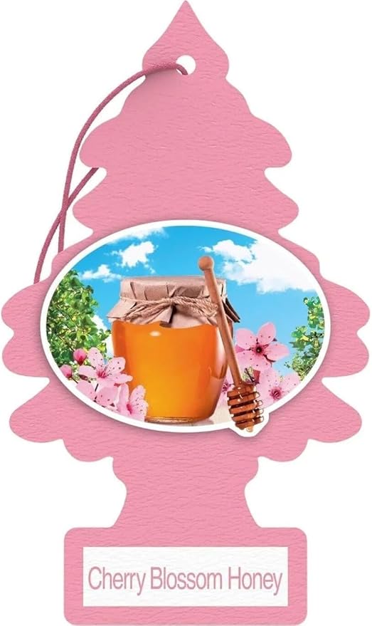 LITTLE TREES Car Air Freshener | Hanging Paper Tree for Home or Car | Cherry Blossom Honey | 12 Pack