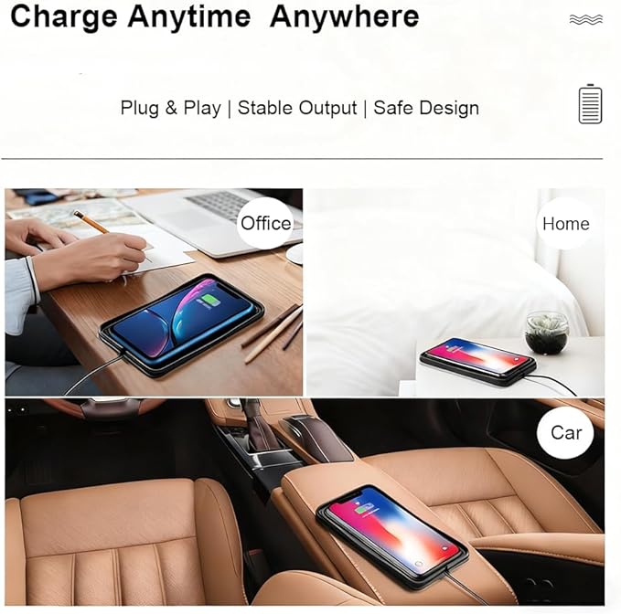 Car Charger for Ram 1500 Big Horn Laramie Rebel TRX, Non Slip Wired Adapter Charger for Car, Fast Charging Mat, Wired Adapter Car Charging Pad, Phone Charger, Car Accessories